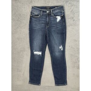 Judy Blue Jeans Womens 3/26 Blue Dark Wash Ripped Denim Boyfriend Stretch